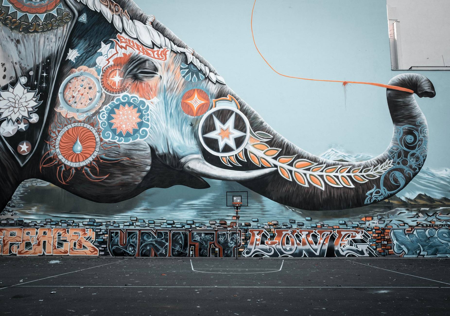 multi colored elephant graffiti